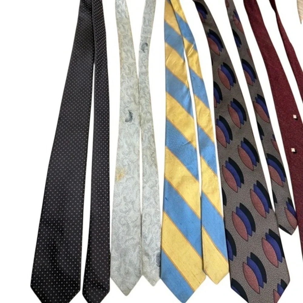 Vintage Mens Necktie Lot 12pc Retro Geometric Novelty Striped  FLAWS FINAL SALE!